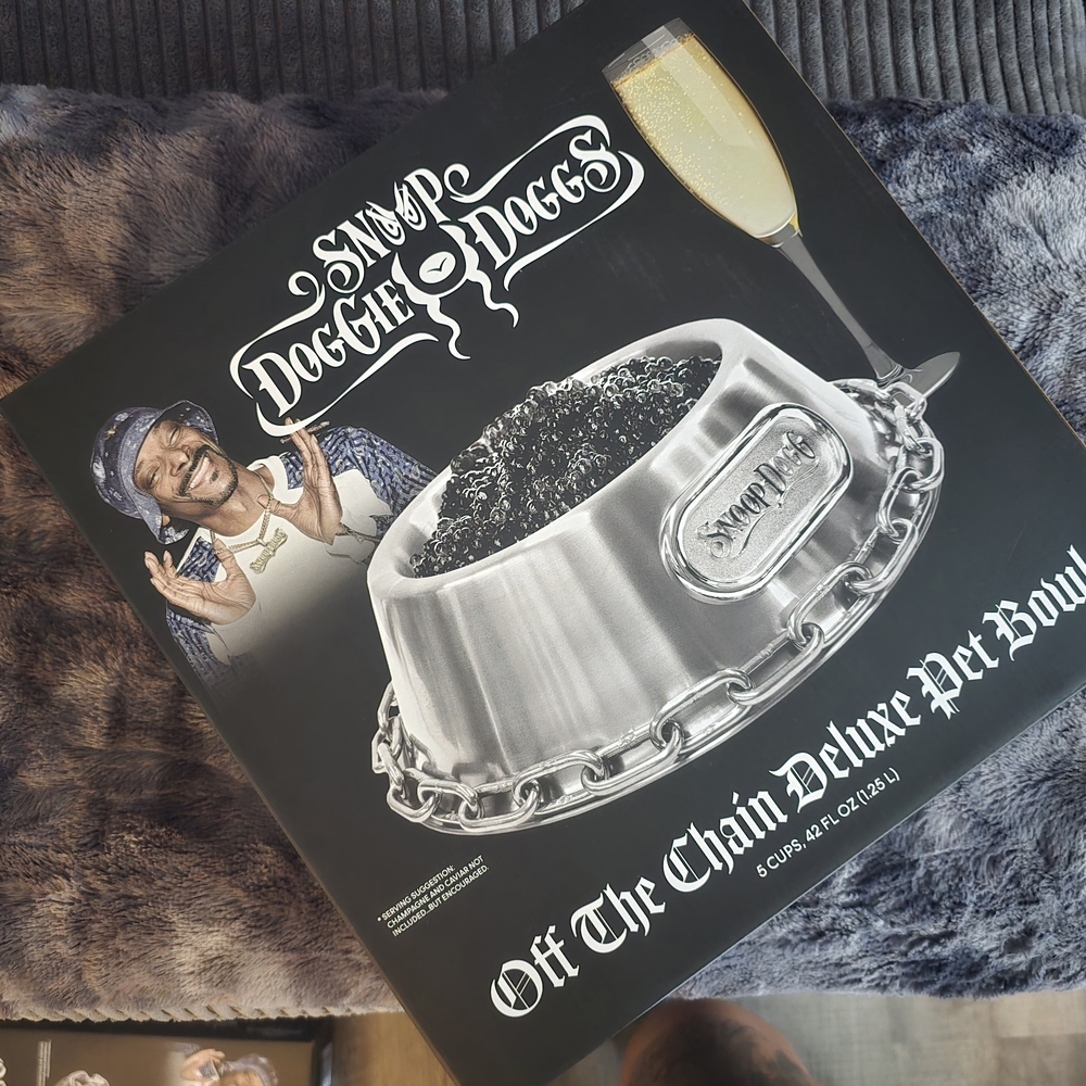 TWO Little Earth Off The Chain Deluxe Pet Bowl - Black and Silver